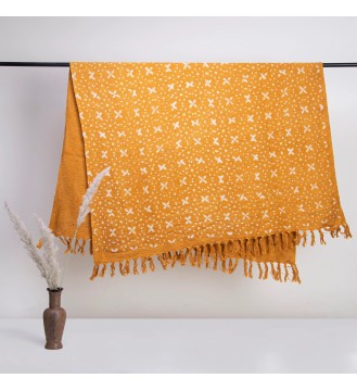 Mustard Butterfly Tassel Woven Throw Blanket