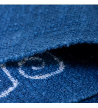 Indigo Spiral Stripe Fringed Woven Throw Blanket