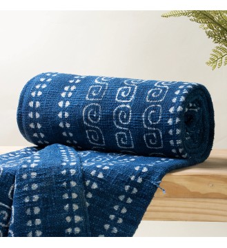 Indigo Spiral Stripe Fringed Woven Throw Blanket