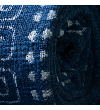 Indigo Spiral Stripe Fringed Woven Throw Blanket