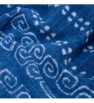 Indigo Spiral Stripe Fringed Woven Throw Blanket