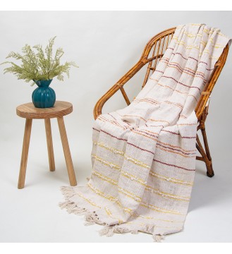 Cream Multi-Striped Fringed...