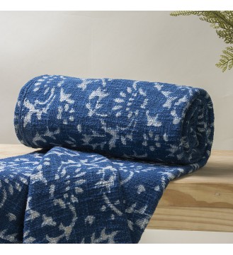 Indigo Vine Tassel Woven Throw Blanket