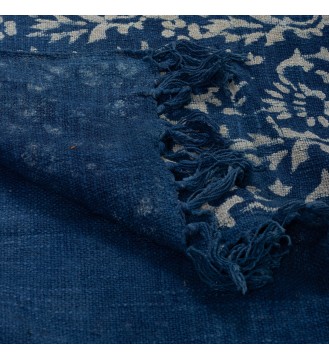 Indigo Vine Tassel Woven Throw Blanket