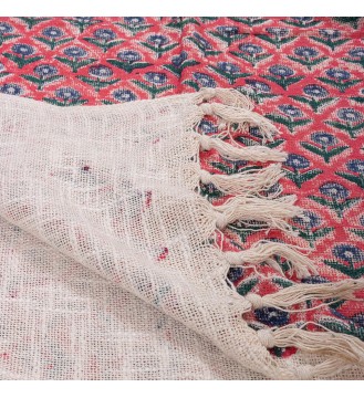 Ruby and Indigo Tile Tassel Woven Throw