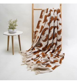 Cream Leopard Tassel Woven...