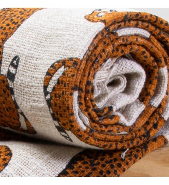 Cream Leopard Tassel Woven Throw Blanket