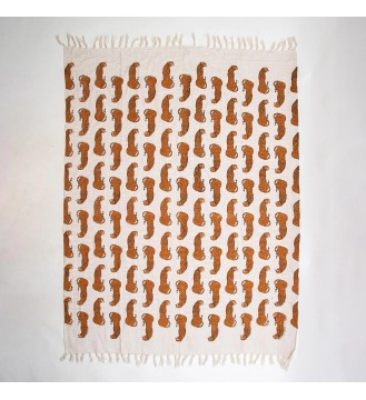 Cream Leopard Tassel Woven Throw Blanket