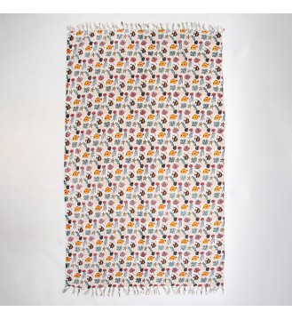 Cream Sea Life Fringed Woven Throw Blanket