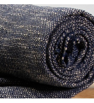 Navy and Sand Cabana Stripe Fringed Throw Blanket