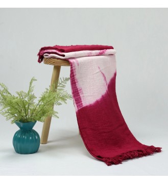 Cranberry Blush Tie-Dye Tassel Woven Throw Blanket