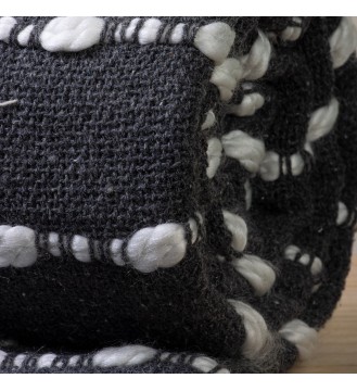 Charcoal Grey Pom-Pom Tassel Throw Blanket