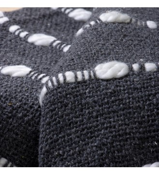 Charcoal Grey Pom-Pom Tassel Throw Blanket