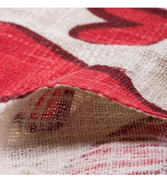Cream and Red Heart Tassel Woven Throw Blanket