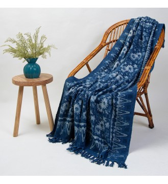 Indigo Floral Tassel Woven...