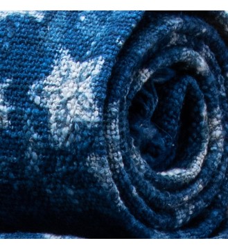 Indigo Floral Tassel Woven Throw