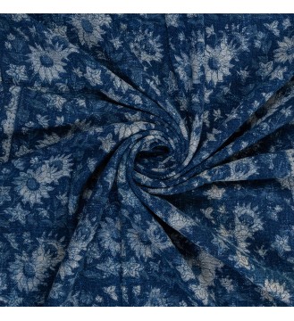 Indigo Floral Tassel Woven Throw