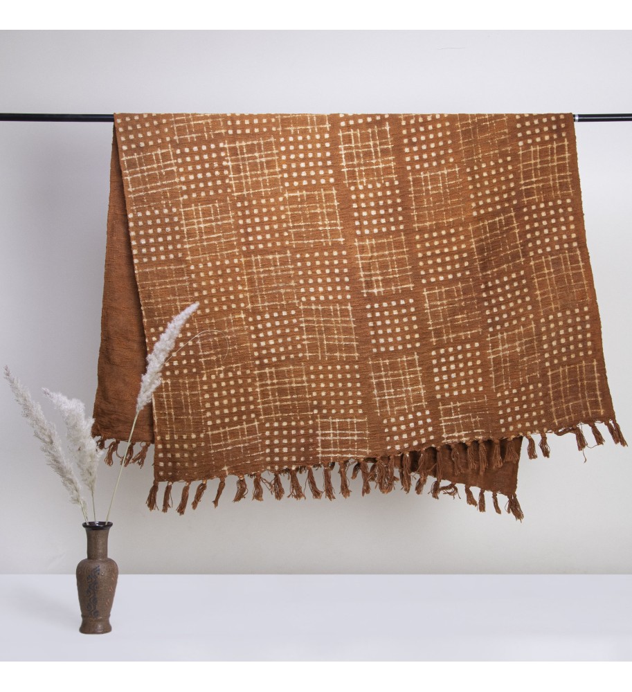 Caramel Check Polka Dot Tassel Throw Blanket