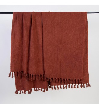Terracotta Tassel Woven Throw Blanket