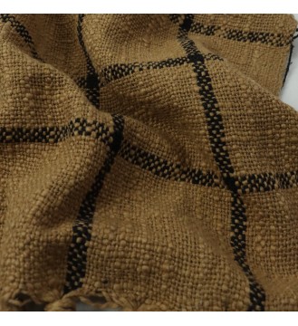 Camel Windowpane Tassel Woven Throw Blanket