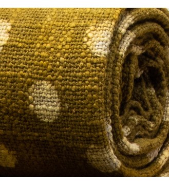 Olive Green Polka Dot Tassel Woven Throw Blanket