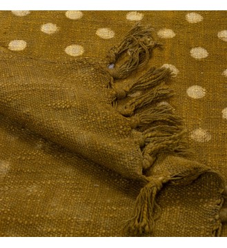 Olive Green Polka Dot Tassel Woven Throw Blanket