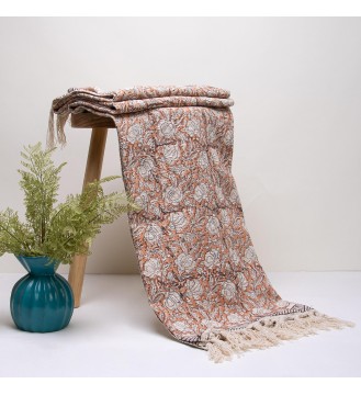 Cream Woodland Fringed Woven Throw Blanket