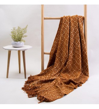 Caramel Starburst Tassel Woven Throw Blanket