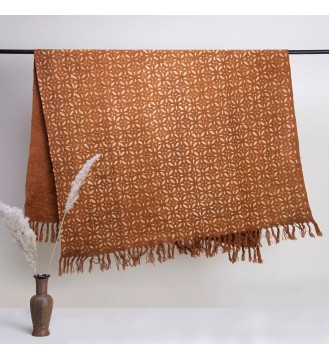 Caramel Starburst Tassel Woven Throw Blanket