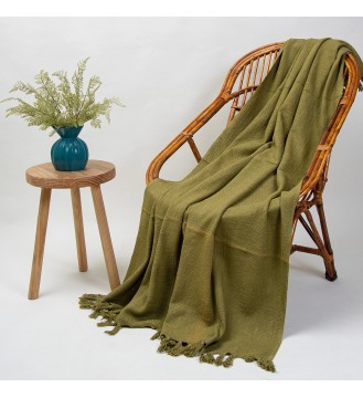 Olive Green Fringed Woven...