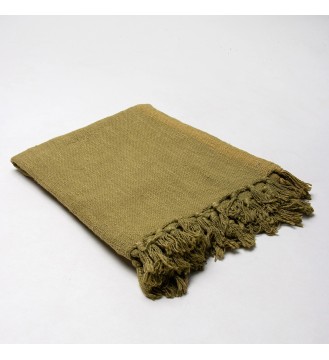 Olive Green Fringed Woven Throw Blanket